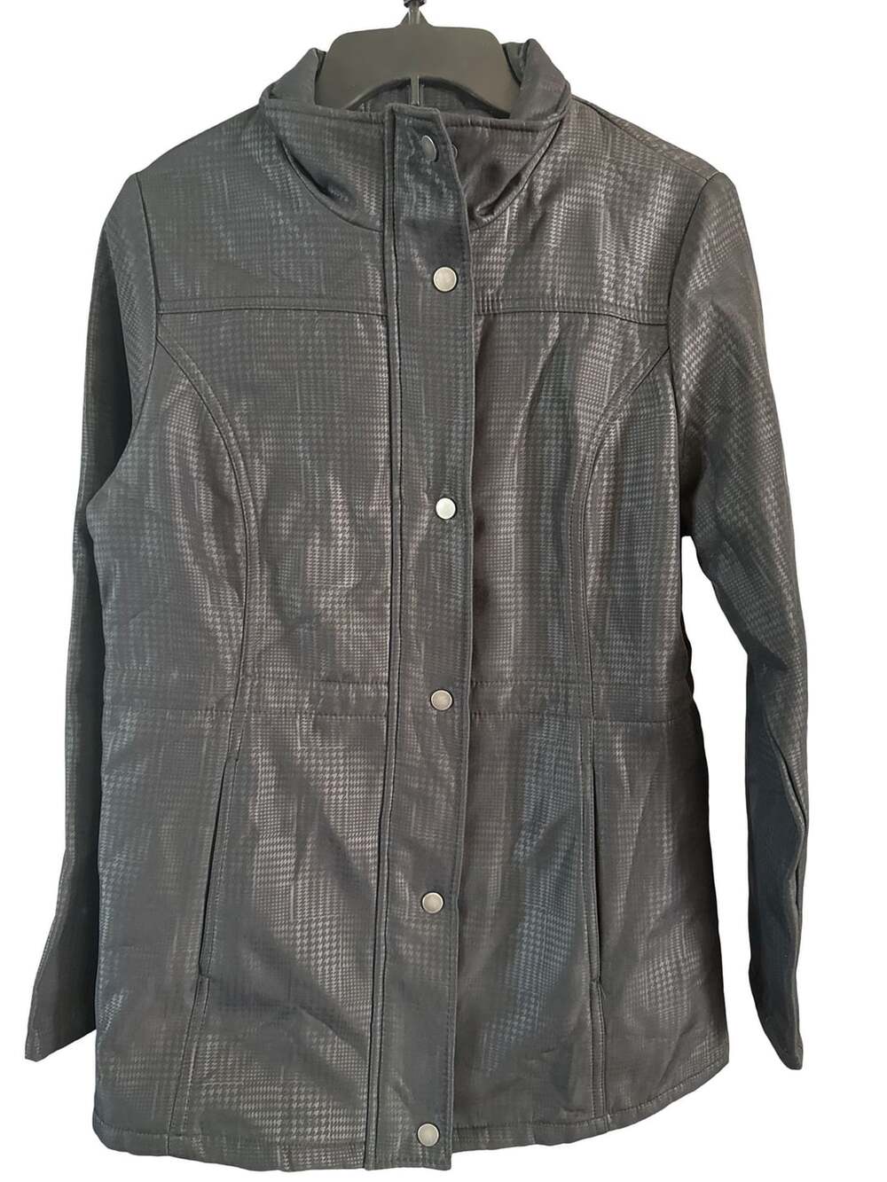 Big Chill Freestyle Jacket Black Faux Leather Houndstooth Coat